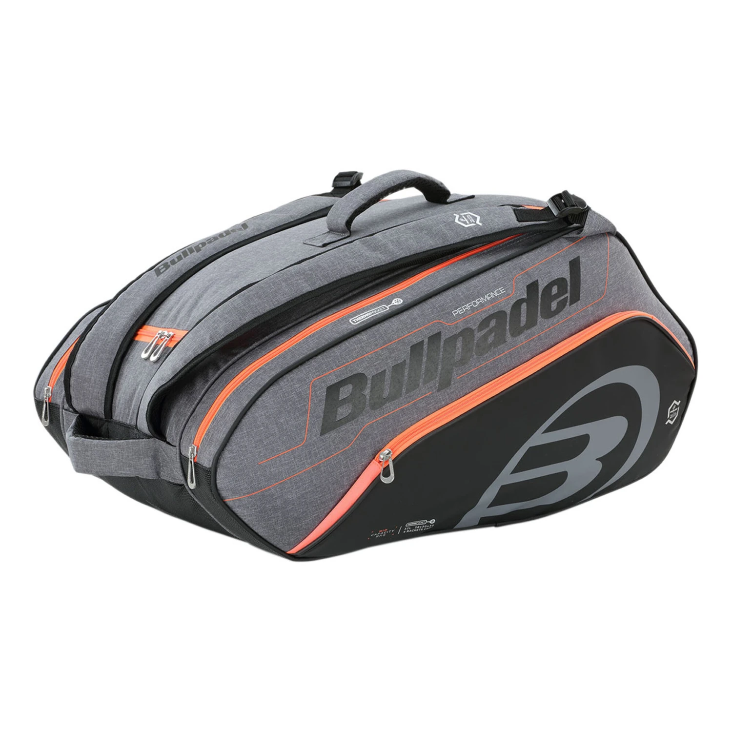BULLPADEL Mid Capacity Padel Racket Bag - Grey, Orange - Image 5