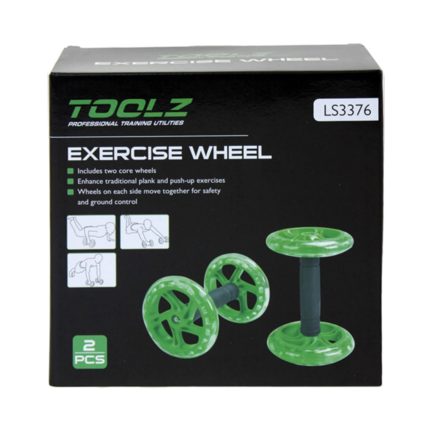 Exercise Wheel - Dual Training Device - Green, Black - Image 5