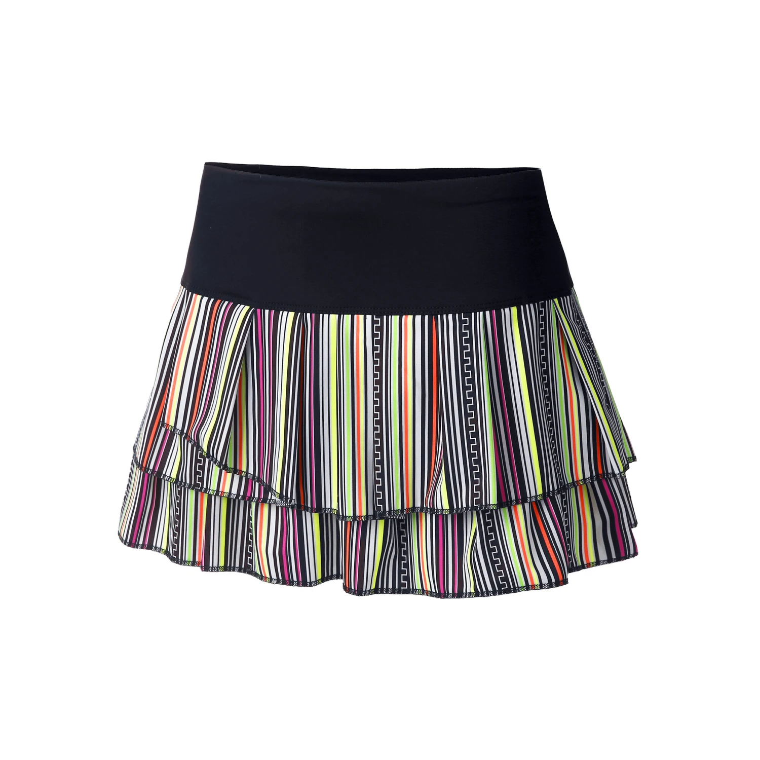 Hot Line Pleat Tier Skirt Women - Black, Multicoloured
