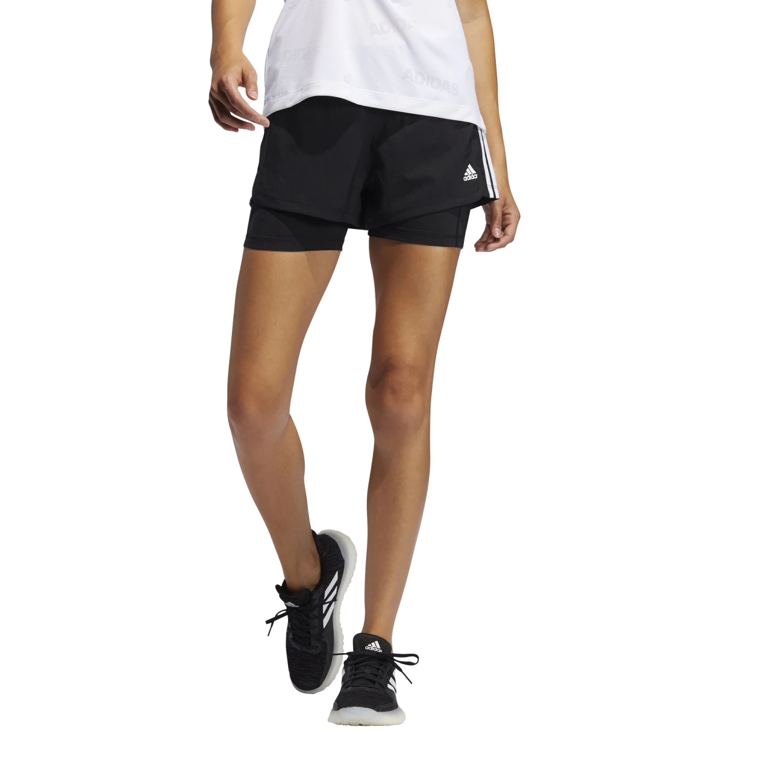 ADIDAS Pacer 3 Stripes 2in1 Shorts Women - Black, White - Image 2