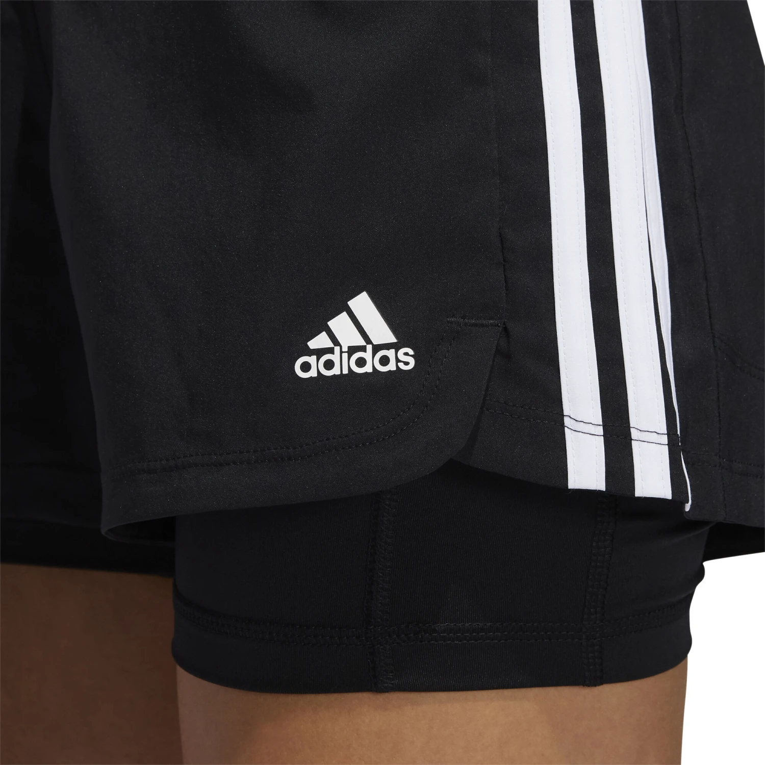 ADIDAS Pacer 3 Stripes 2in1 Shorts Women - Black, White - Image 3