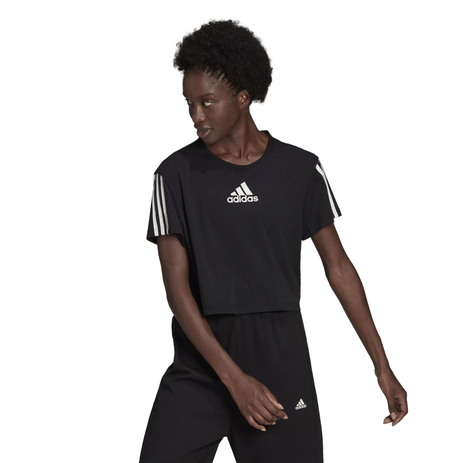 ADIDAS Cotton-Touch Cropped T-Shirt Women - Black - Image 2